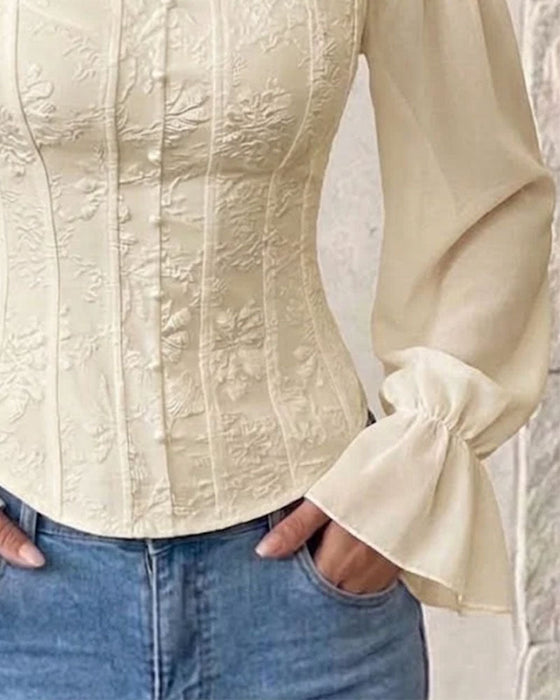 Bluse Off-Shoulder Langarm Taille