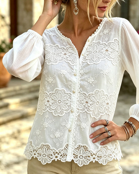 Bluse Ausschnitt Spitze Trim