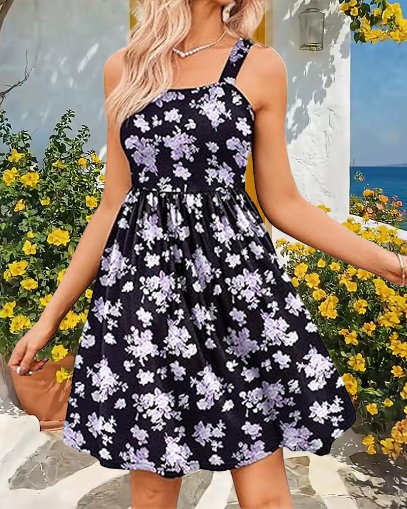 Kleid mit hoher Taille A-Linie und eckigem Ausschnitt