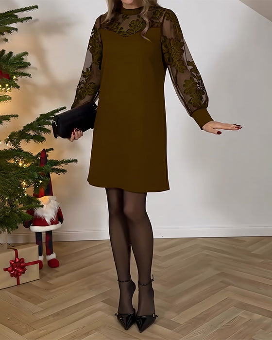 Kleid Mesh Sticken Modisch