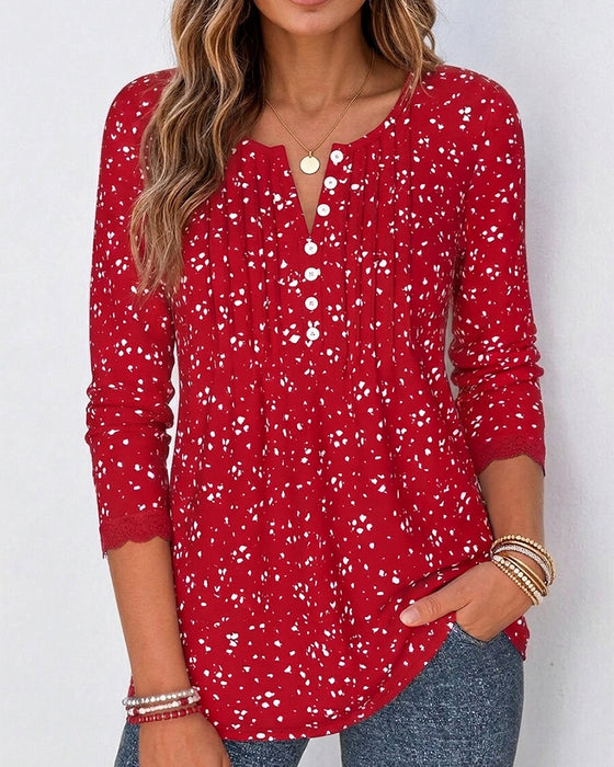Top Spitze Casual Langarm