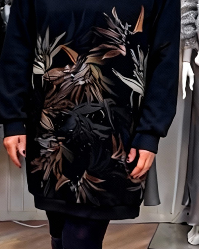 Kapuzen-Sweatshirtkleid Mit Platziertem Druck