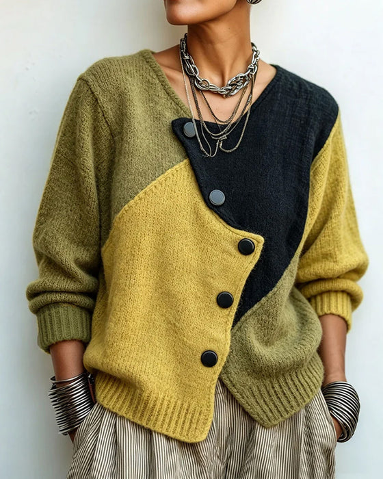 Cardigan Unregelmäßig Colorblock