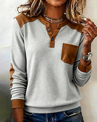 Sweatshirt Waffel Casual Colorblock