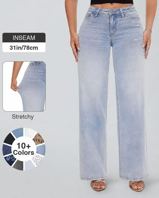 Jeans Hohe Taille Weites Bein