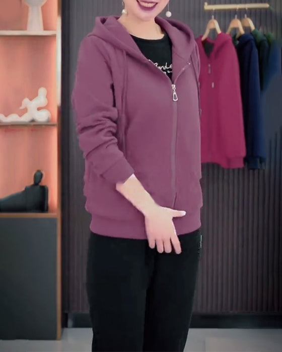 Sweatshirt Mit Kapuze Reißverschluss Locker