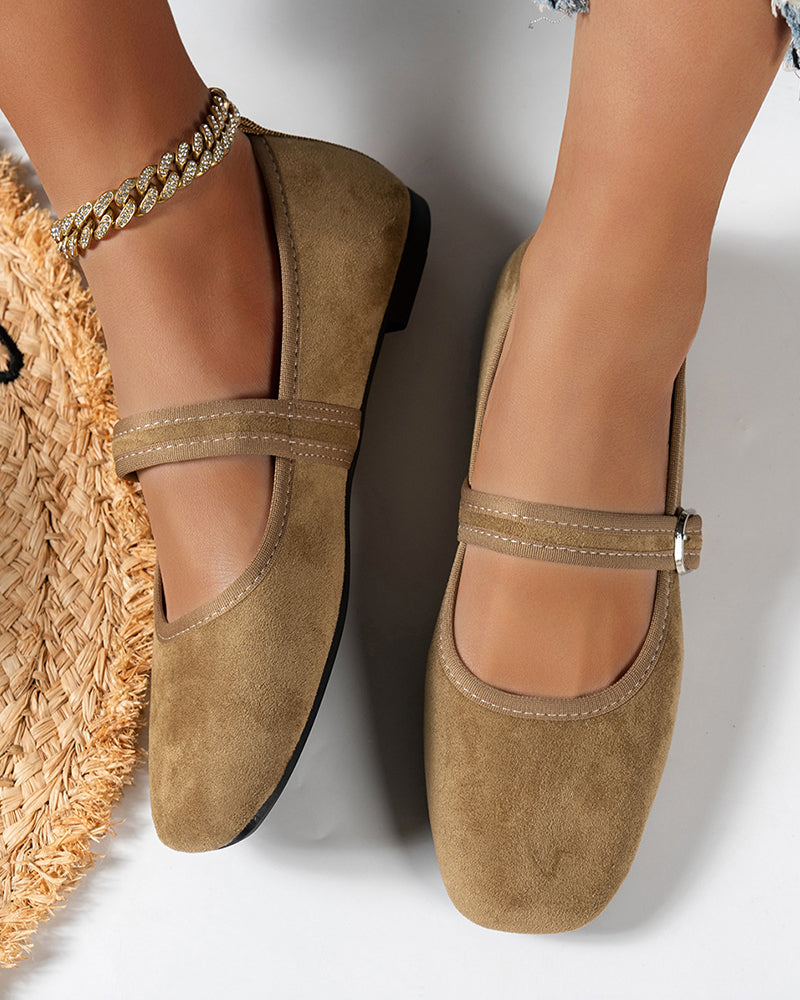 Damen Vintage Klassisch Elegant Quadratische Zehe Klassische Mary Jane Schuhe