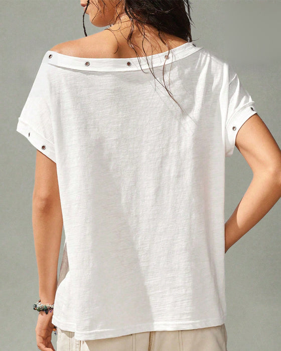 T-Shirt Ein Schulter Niete Uni