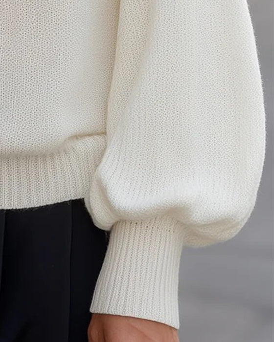 Pullover Off-Shoulder Laternenärmel