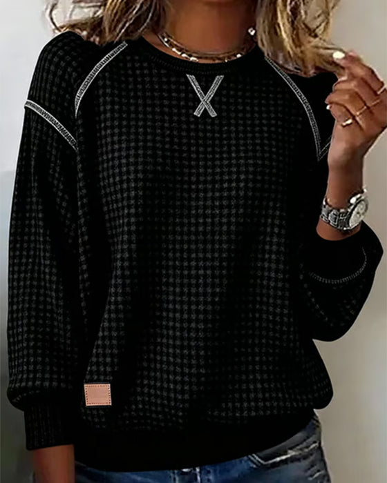 Sweatshirt Rundhals Kontrastfarbe