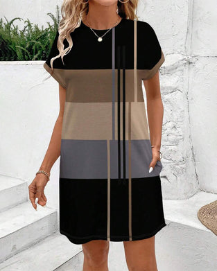 Kleid Rundhals Mode Casual Gedruckt