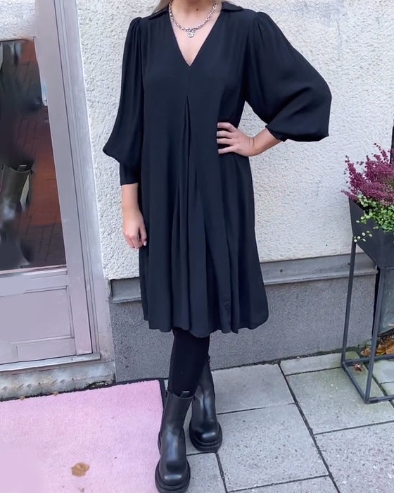 Kleid V-Ausschnitt modisch Laternenärmel