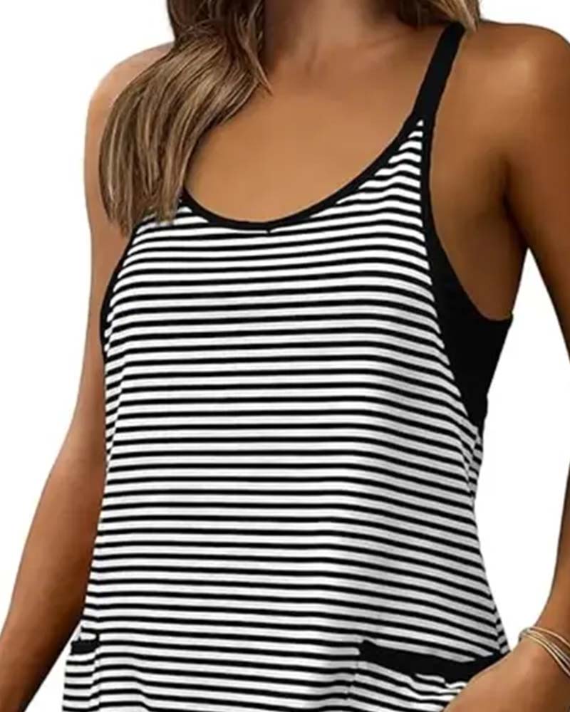 Jumpsuits Gestreift Ärmellos Camisole Lässig