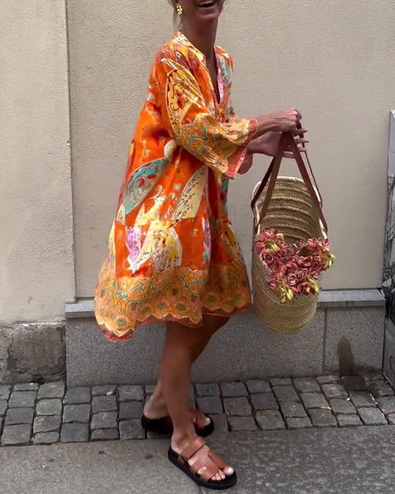 Bohème-Kleid mit Modedruck