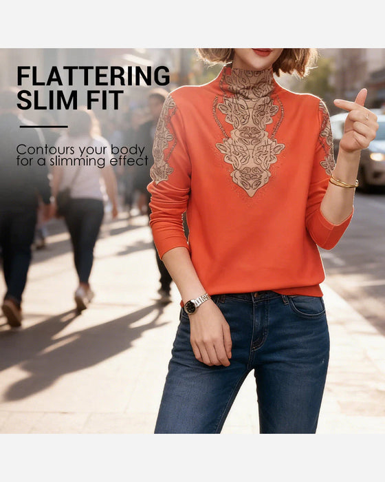 Top Elegant Gedruckt Figurbetont Damen Stehkragen