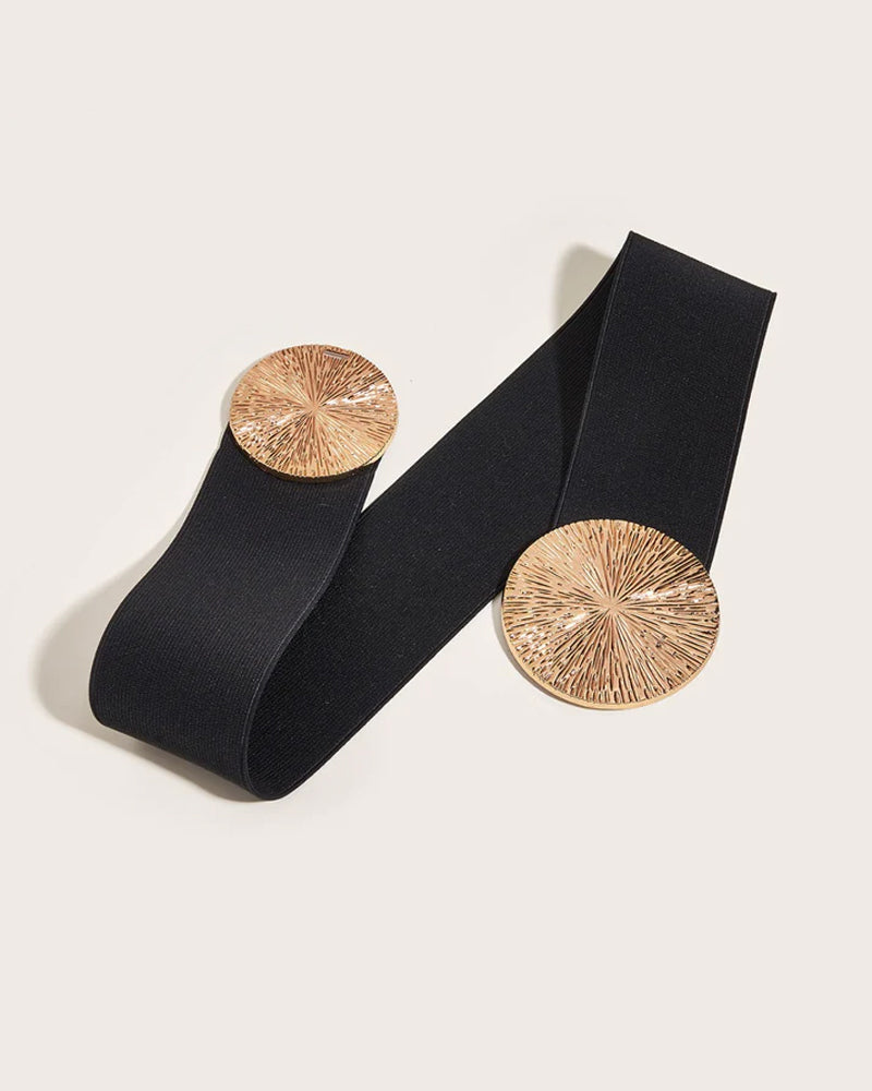 Damen Vintage elastischer Gürtel mit goldener Schnalle