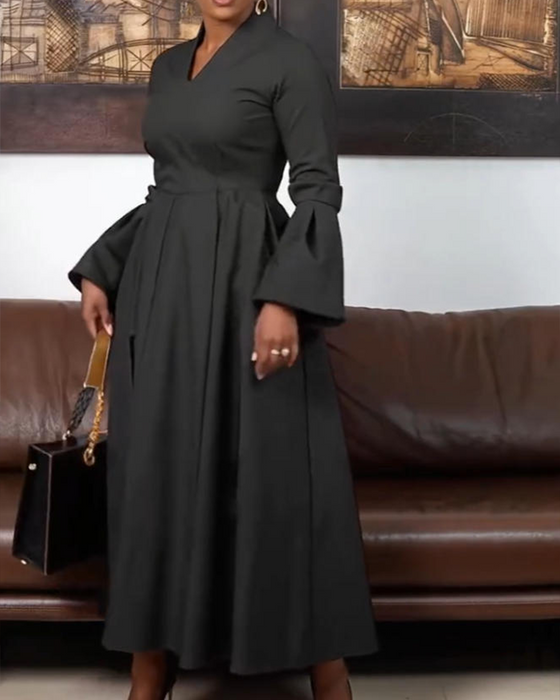 Kleid eleganter V-Ausschnitt Schirmärmel