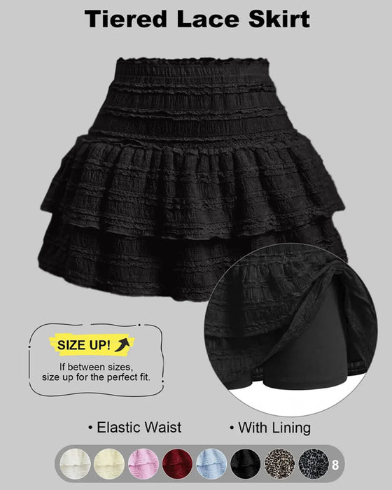 Rock Geraffte Taille Lagen Rüsche