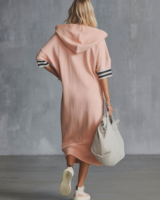 Kleid Kurzarm Kapuze Sweatshirt