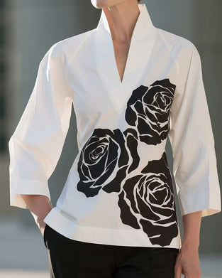Bluse V-Ausschnitt Blumen Print
