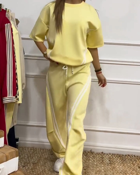 Zweiteiliges Set Athletic Streifenbesatz Lässig