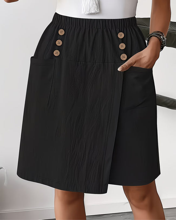 Hose Gefälscht Zweiteilig Schlitz Rock Capri Lässig