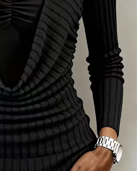 Oberteil Faux Zweiteilig Cowl Hals Langarm