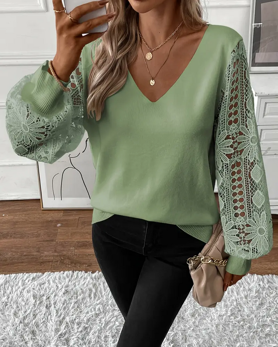 Pullover V-Ausschnitt modisch hohl/ajouriert