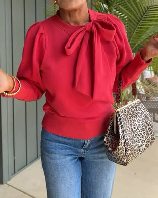 Sweatshirt Schleife Puffärmel