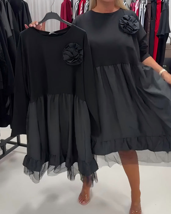 Kleid Patchwork Einfarbig Lässig