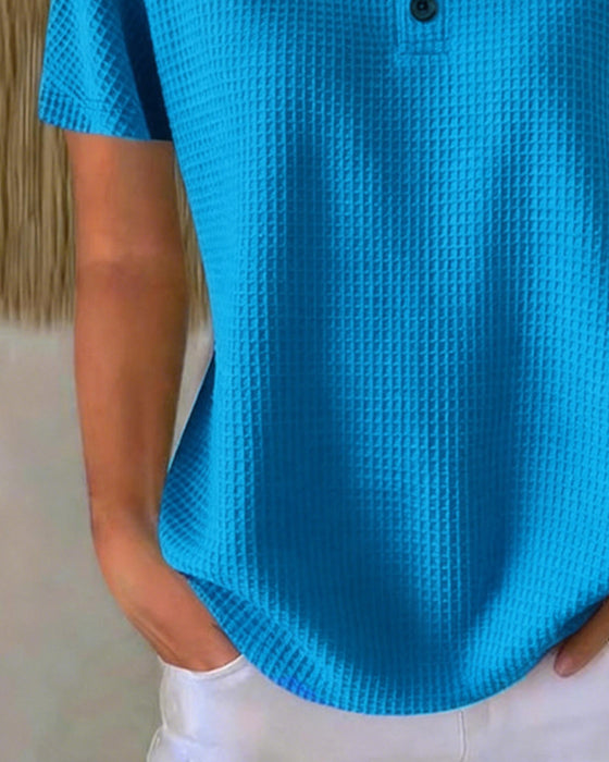 T-shirt Knopfleiste V-Ausschnitt Leger