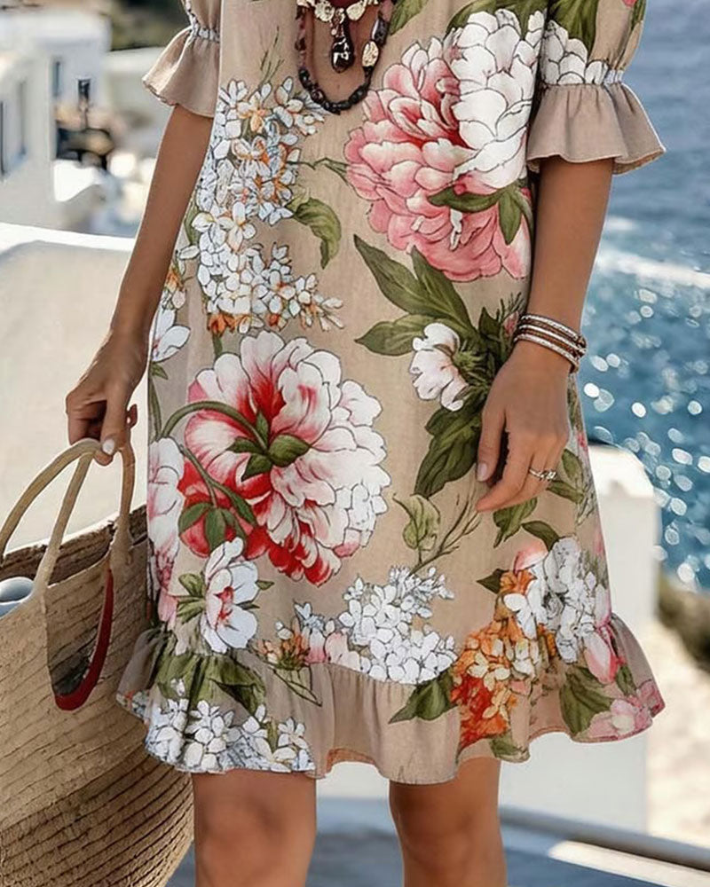 Kleid Vintage Großer Blumenprint