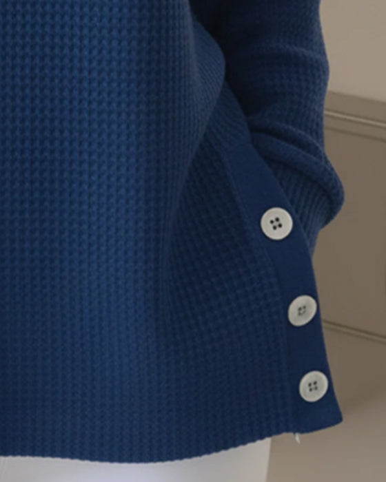 Sweatshirt Mit Polokragen Und Waffelstruktur