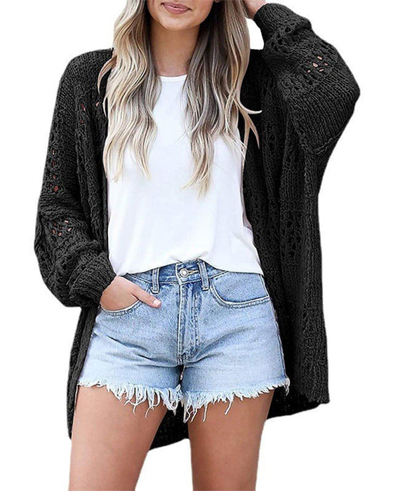 Cardigan Lässig Langarm Hohler Ausschnitt Pullover
