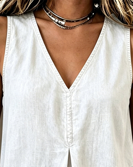 Tank Top V-Ausschnitt Denim