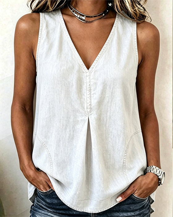 Tank Top V-Ausschnitt Denim
