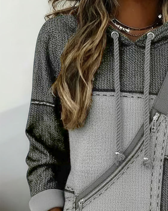 Stylischer Kapuzenpullover Mit Farbblockmuster