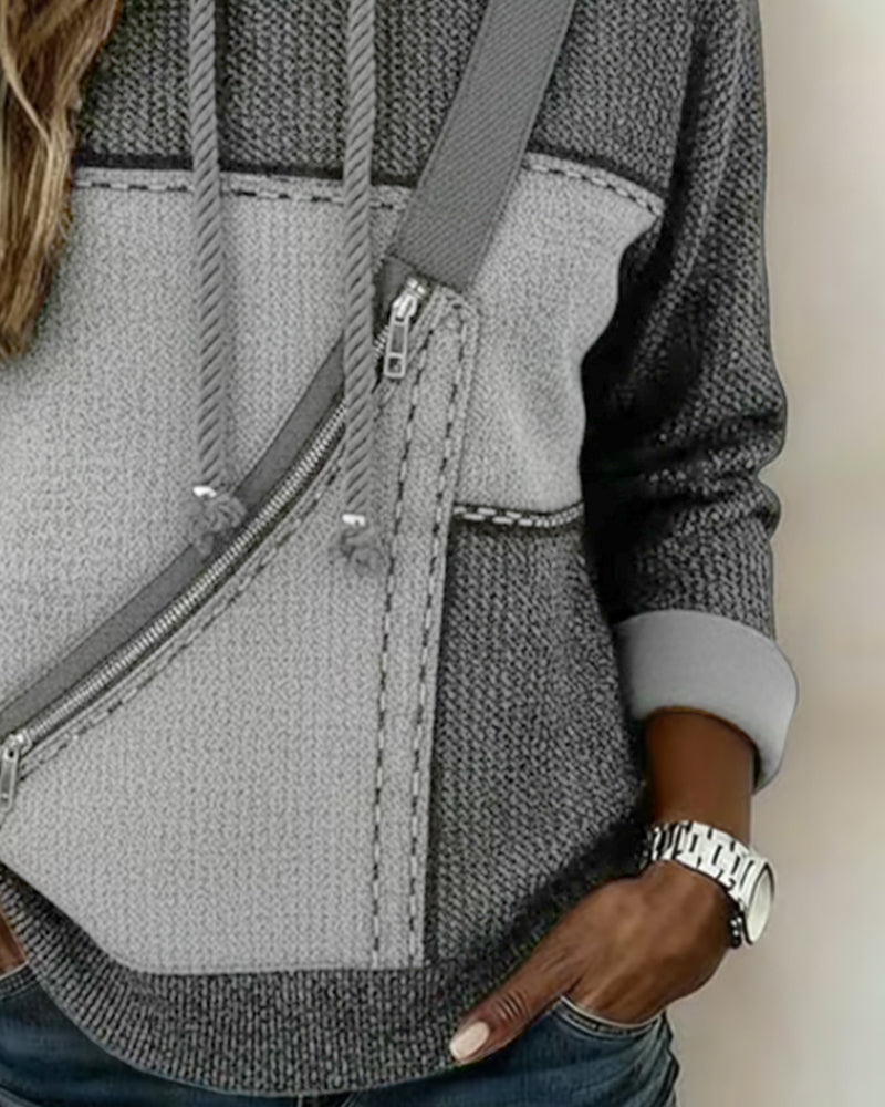 Stylischer Kapuzenpullover Mit Farbblockmuster