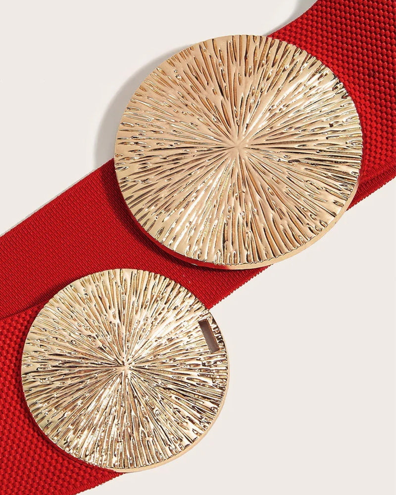 Damen Vintage elastischer Gürtel mit goldener Schnalle