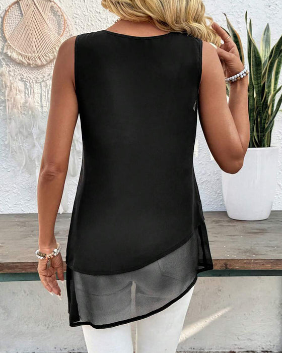 Tanktop Ärmellos Unifarbe Unregelmäßig