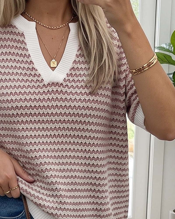Pullover V-Ausschnitt Trendy Lässig