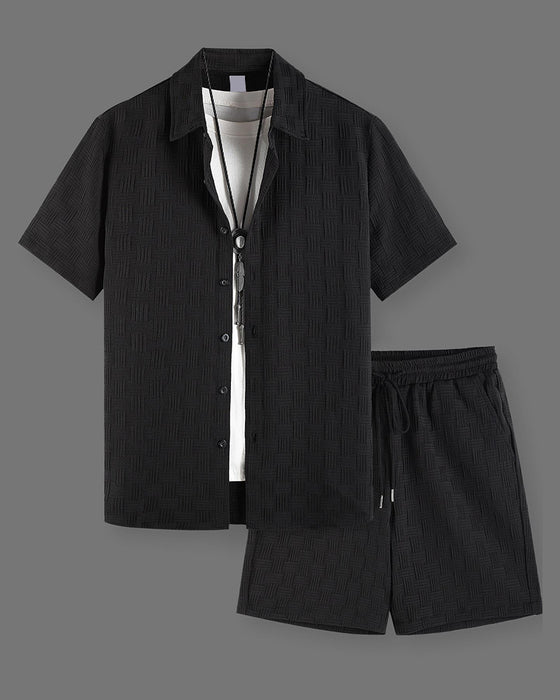 Sets Karo Polo Kragen Freizeit Herren
