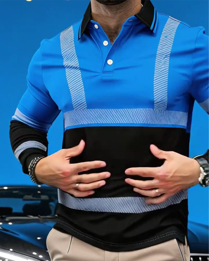 Hemd Farbblock Gestreift Langarm