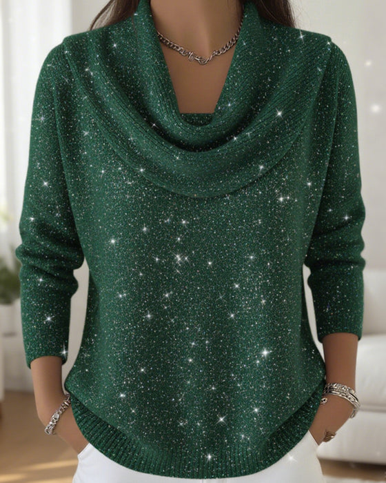 Paillettenpullover Mit Kuschelkragen