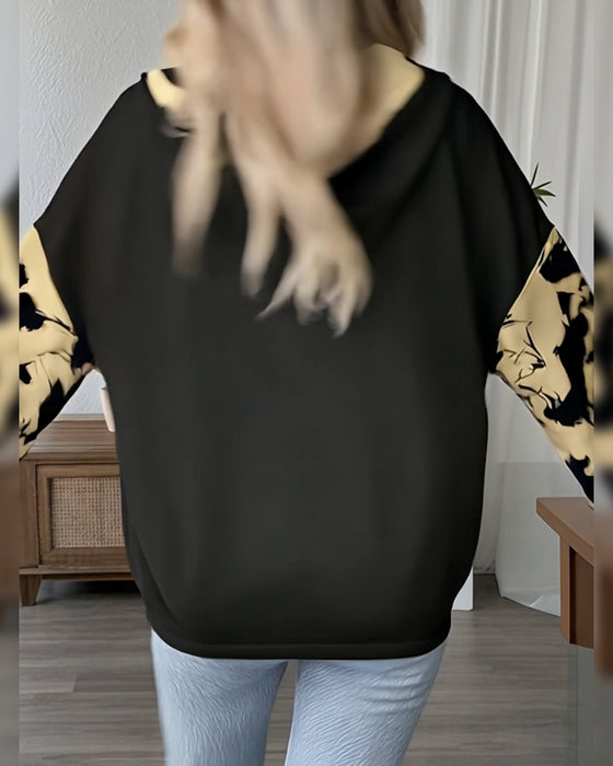 bedruckter Hoodie mit Kordelzug