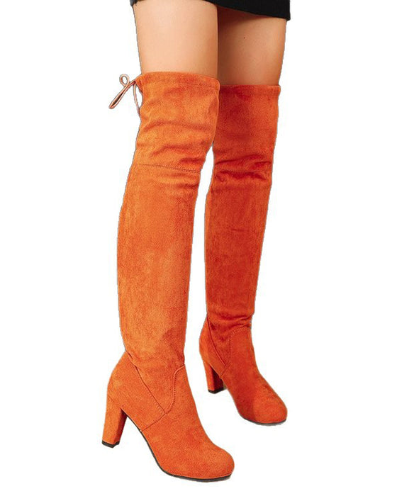 Elegante Overknee-Stiefel Aus Wildlederimitat
