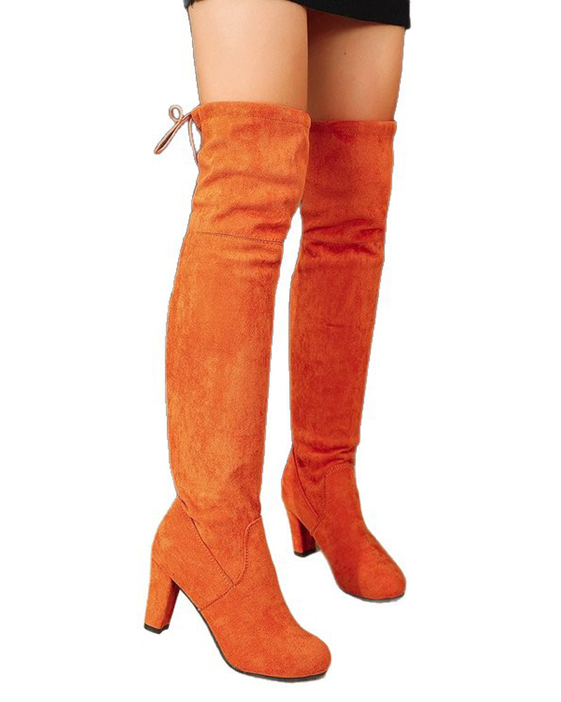 Elegante Overknee-Stiefel Aus Wildlederimitat
