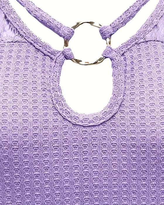 T-Shirt Spitzen Einsatz Gestrickt