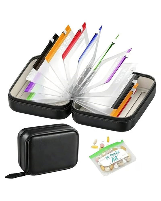 Premium wasserdichtes PU-Reise-Pillenbox-Set