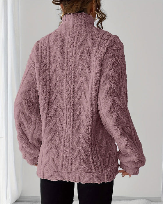 Sweatshirt Doppelseitig Fleece Halber Reißverschluss